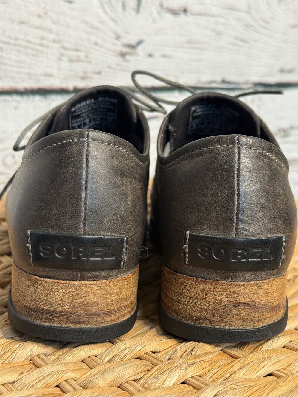 Sorel Major Oxford distressed brown Leather & gray Wool - Picture 8 of 13